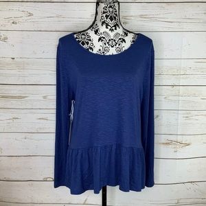 Southern Tide Peplum Knit Blue Night Top.